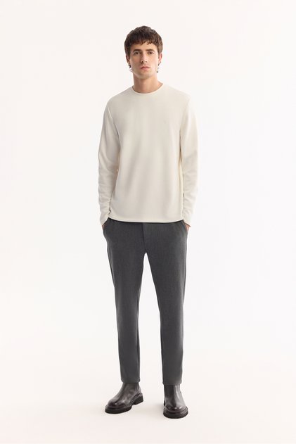 Erkek Antrasit Yanı Lastikli Viskon Karışımlı Slim Fit Pantolon A52Y3016