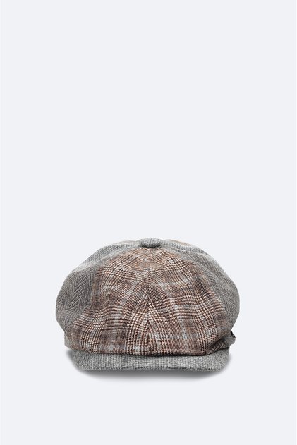 Men's Mink Wool Blend Plaid Patterned Cap Hat A42Y9278