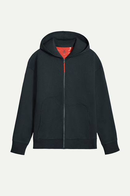 Lacivert Unisex Fermuarlı Kapşonlu | (Ziphoud - Raven)