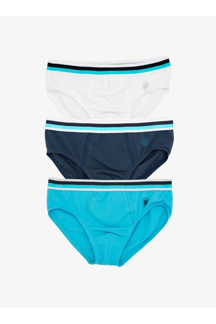 Boy's Panties 3 Pack 9394 - Navy Blue Aqua White