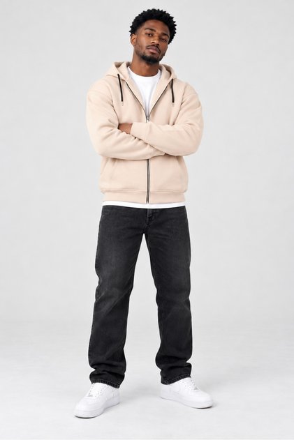 Mbey Oversize Hooded Zippered Sweatshirt Unisex