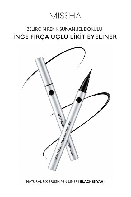Fine Brush Tip Pen Eyeliner Natural Fix Brush Pen Liner (Black)