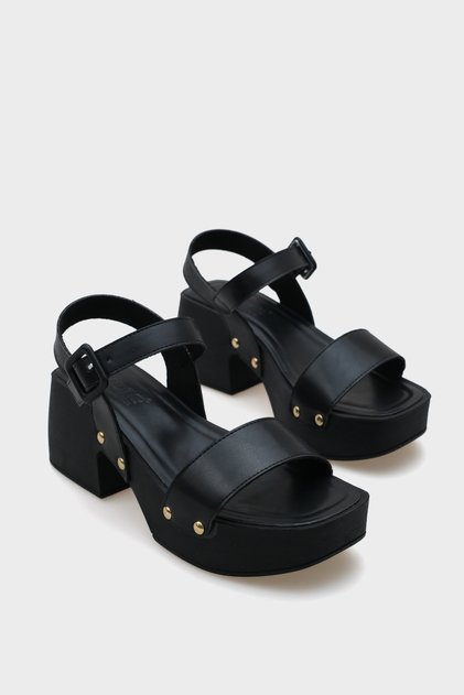 Blunt Toe Single Strap Platform Heeled Women's Sandals