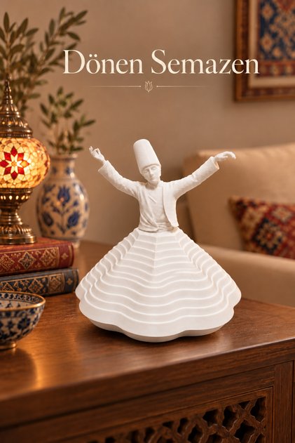 Dönen Semazen Biblo 10 CM Mevlana Temalı Dekoratif Masa Süsü Tasavvuf Hediyelik Figür