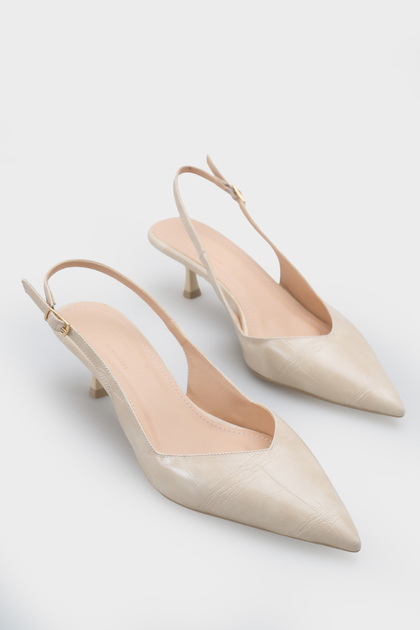 Yoki Pointed Toe Mid-Heeled Women's Shoes with Back Strap