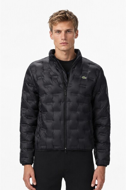 Modern Quilted down Fill Jacket with Hidden Hood and Black down Filling