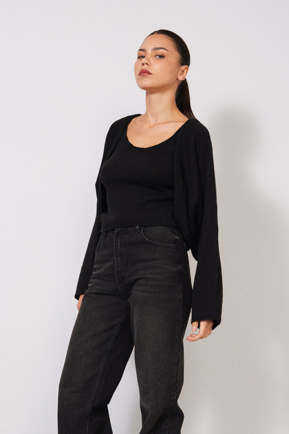 Bolerolu Double Knitwear Set Black