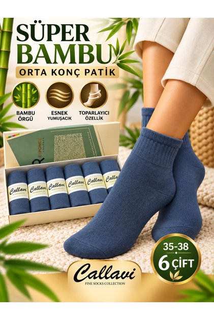 Süper Bambu Orta Konç Patik 6 Çift