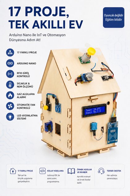 17’si 1 Arada Arduino Nano Akıllı Ev Robotik Kiti – STEM DIY Elektronik ve IoT Eğitim Seti