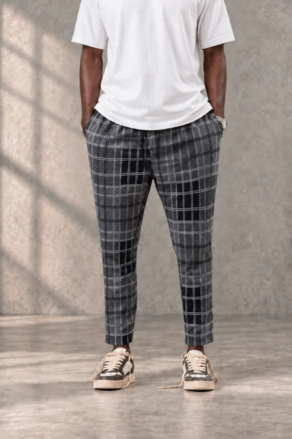 Patterned Trousers with Elastic Waist