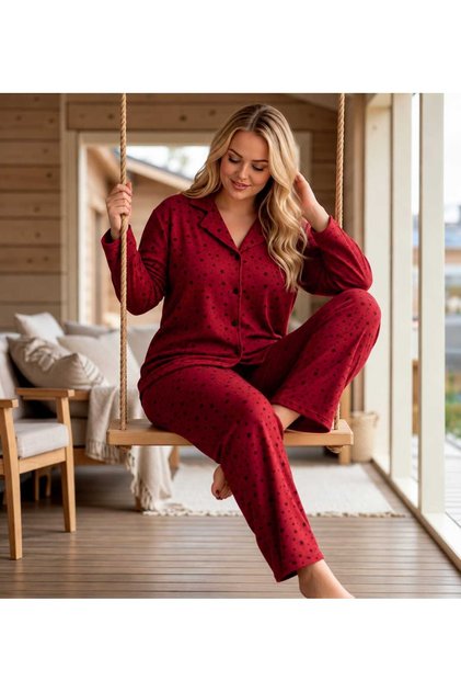 Long Sleeve Warm Luxury Thermal Soft Suede Plus Size Pajama Set
