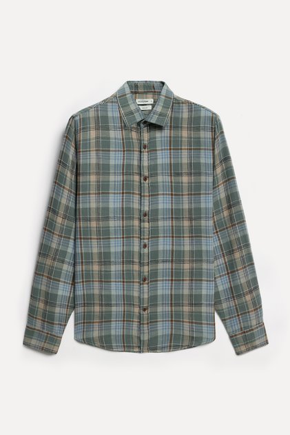 Men's Green Plaid Regular Fit Long Sleeve Shirt