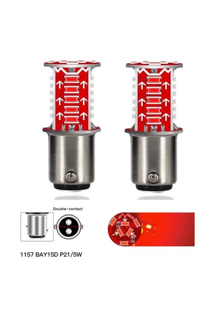أحمر قطعتان 2x ستروب 1157 BAY15D P21/5W 30SMD عالية السطوع فلاش سيليكون كانبوس ضوء الفرامل العكسي