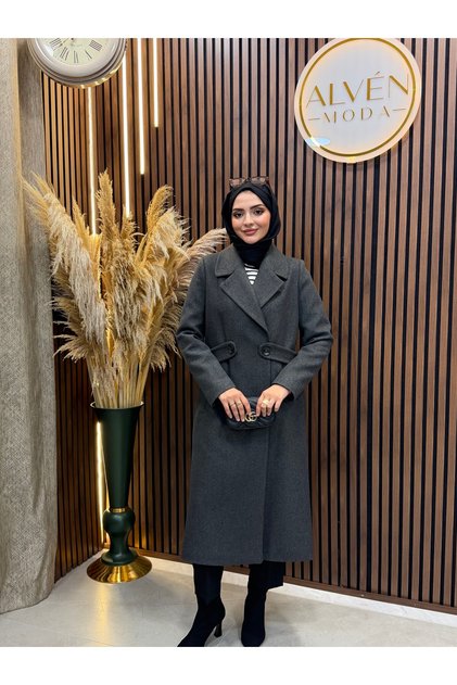 Nelya Premium Lined Classic Coat |   Anthracite