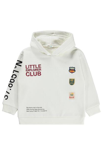 Emblem Printed 6-9 Years Old Sweatshirt - Ecru
