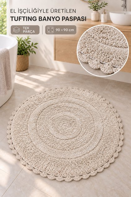 Bodrum Tufting Cotton Handmade Knitted 90 X 90 cm Rug 110