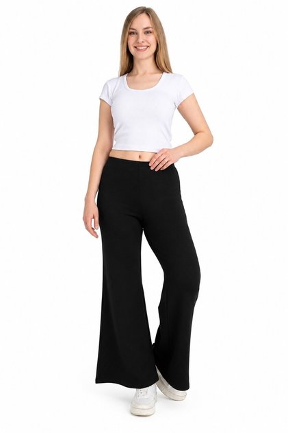 Women's Black Spanish Flare Pants Flare Cut
