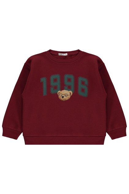1996 Bear Embroidered Sweatshirt for 6-9 Years Old - Burgundy