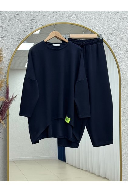 Ceylinur Short Front Long Back Embroidered Trouser Suit-Mf1927 Navy Blue