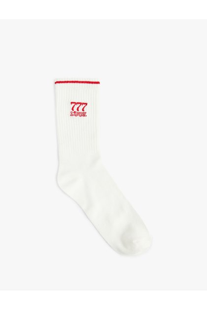 Embroidered Striped Tennis Socks