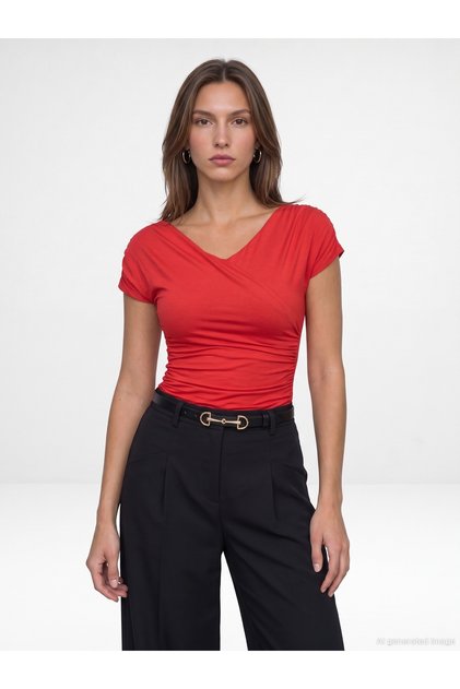 33157 Bra-Free Draped V-Neck Top