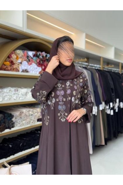 Miral Abaya with Ukrainian Crepe Fabric and Embroidery in Brown
