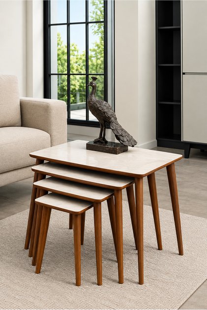 İstanbul 4lü Zigon Sehpa Ahşap Orta %100 MDF