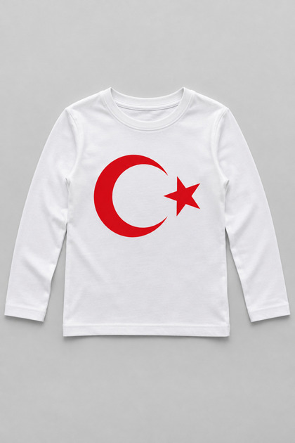 Uniasex Children's Moon Star Printed Long Sleeve T-Shirt Comfortable and Stylish Badi Model