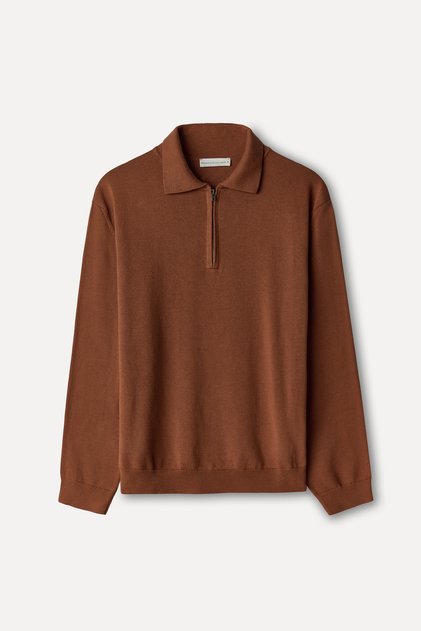 Men's Brick Red Polo Collar Sweater