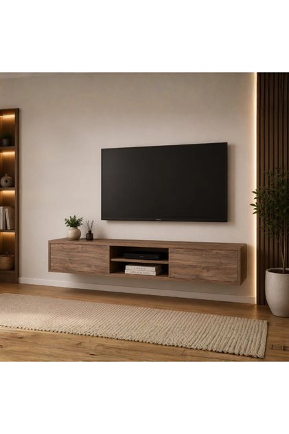 طاولة بلازما خشبي بتصميم عصري مودرن ــ بني خشبي ــ 160×30×30 سم