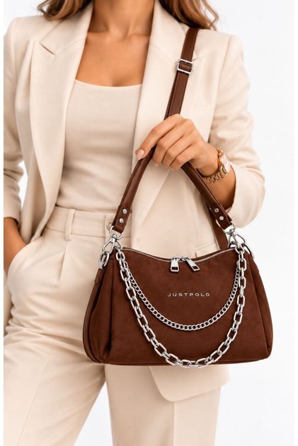 Women's Suede Chain Detailed Hand and Shoulder Bag New Season (Size 29X16)