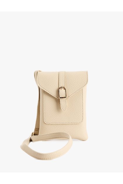 Crossbody Phone Bag with Adjustable Strap, Flap Pocket Detail, and Metal Accessories