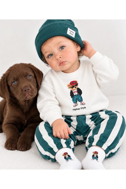 Striped Pants with Socks and Beret, Animal Printed, Seasonal 4-Piece Baby Boy/Child Set