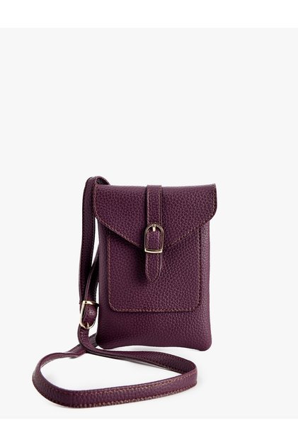 Crossbody Phone Bag with Adjustable Strap, Flap Pocket Detail, and Metal Accessories