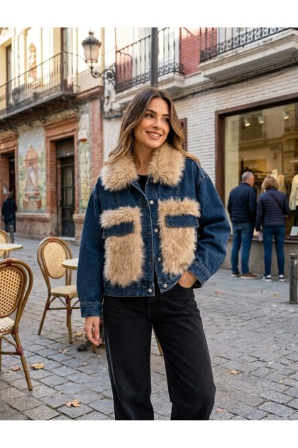 Fur-Lined Denim Jacket