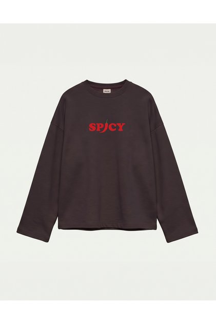 Oversize 100% Cotton 3 Thread Sweatshirt - Spicy