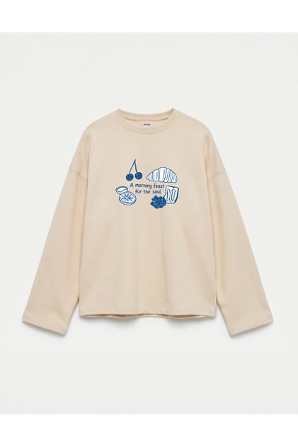 Oversize 100% Cotton 3 Thread Sweatshirt - Morning Feast