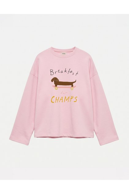 Oversize 100% Cotton 3 Thread Sweatshirt - Breakfast Champs