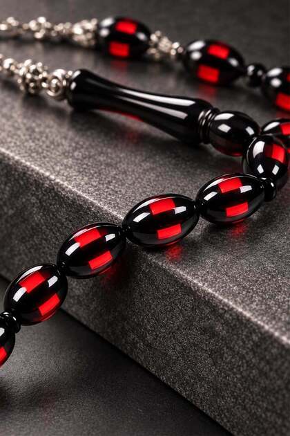 Beautifully Polished Red Vermicelli Powdered Amber Prayer Beads