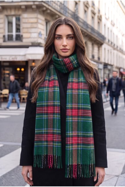 Winter Green Scottish Patterned Plaid Scarf Shoulder Shawl