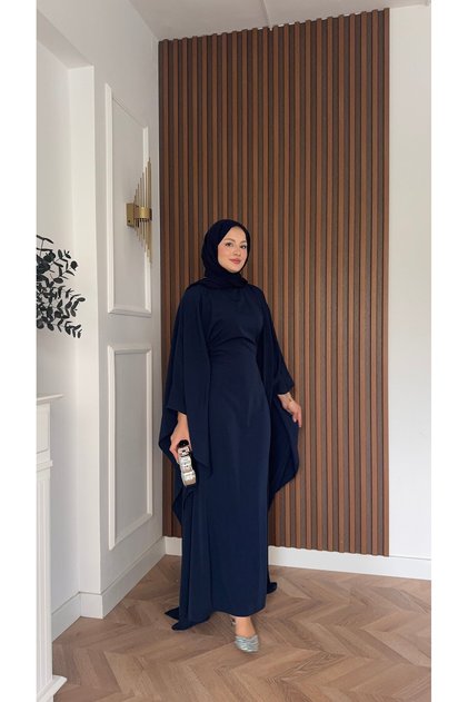 Sisi Yarasa Kol Abaya Lacivert