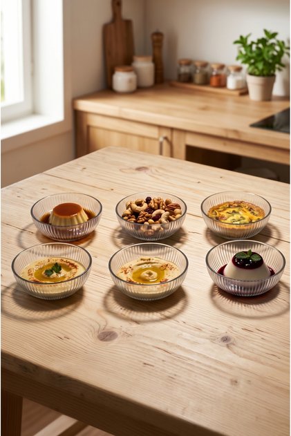 6-Piece Striped Glass Sauce Bowl and Jam Bowl Set - Multi-Purpose Breakfast and Presentation Bowl