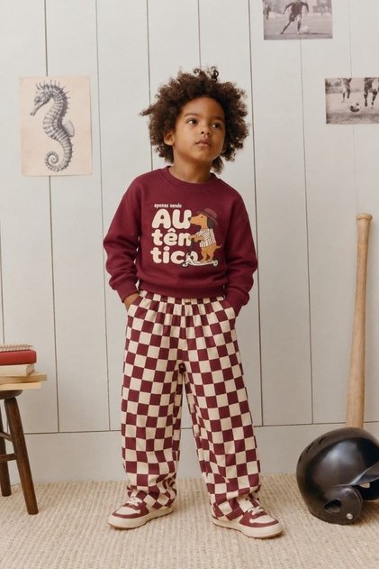 Girls' and Boys' 3-Ply Cotton Sweat Checked Pants and Top Set 2-8 Years