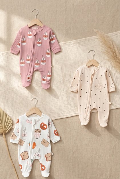 Unisex Baby 100% Cotton Ribbed Camisole with Booties and Zippered Jumpsuit 3-Piece Combination Set - Soft and Flexible