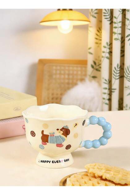 Elegant Ceramic Coffee Cup with Spoon, Exquisite High Footed Coffee Mug Gift Set with Gift Box, Perfect Delicate Birthday Gift for Women Friends Family, 301-400ml Reusable Tea Milk Cup for Home Office