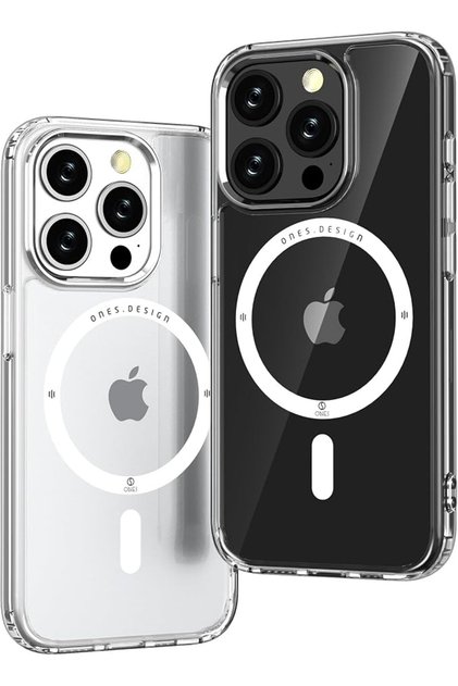 حافظة ONES المغناطيسية لهاتف iPhone 14 Pro Max شفافة متوافقة مع Magsafe، ومضادة للصدمات، وذات وسائد هوائية، وذات تصميم عسكري.