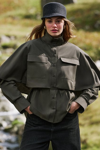 Cape Designed Pocket Shirt Khaki