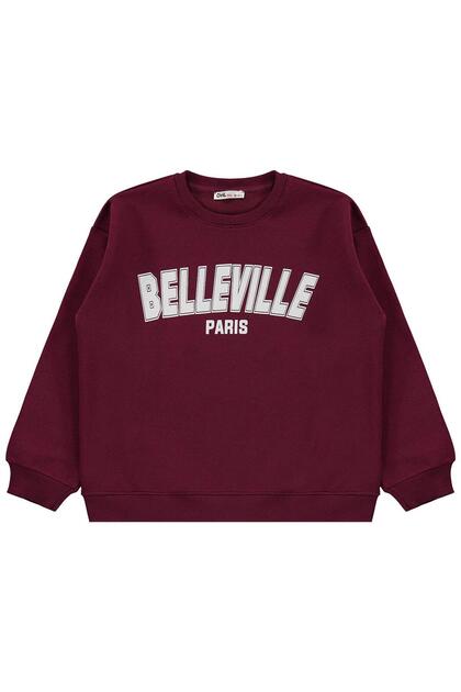 Civil Girls' Belleville Sweatshirt | 3 Thread Long Sleeve Crew Neck | School Nursery and Daily Use - Burgundy