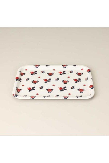 Kitchen Nar Desenli Kaydırmaz Tepsi - Kırmızı / Beyaz - 31x21 cm