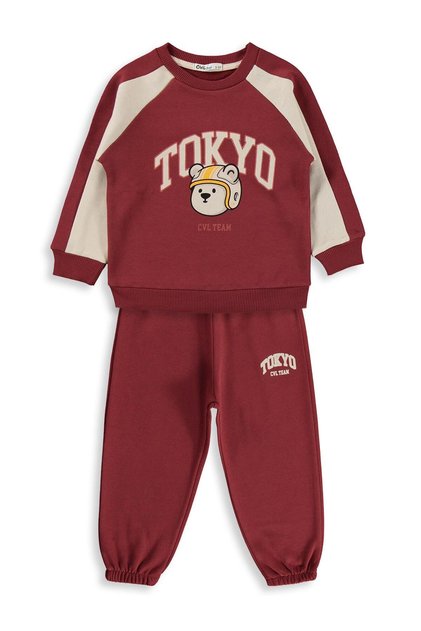 Tokyo Printed Tracksuit Set for Ages 2-5 - Brown